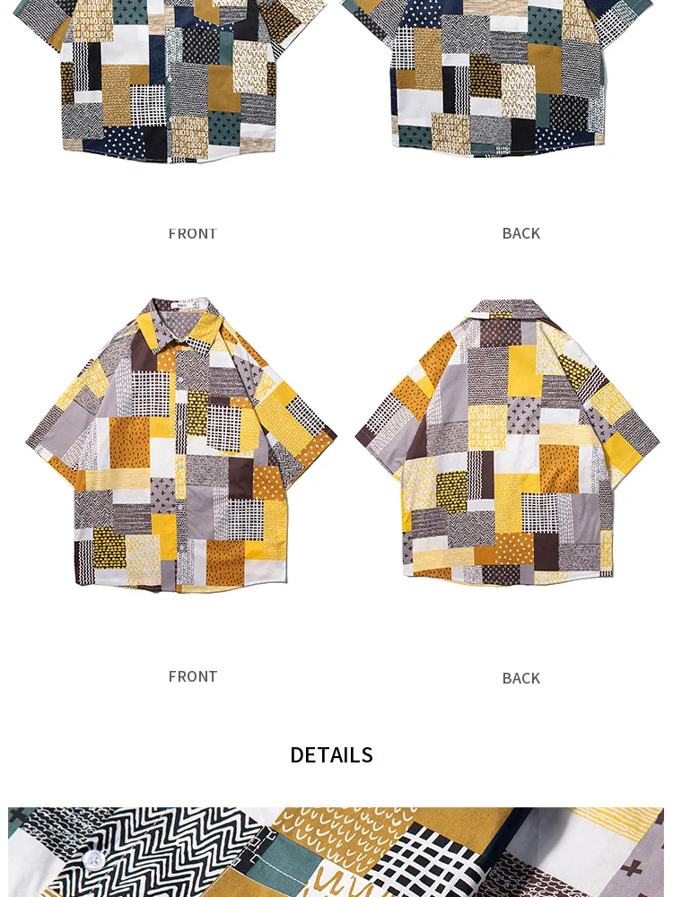 Waliicorners Shirts Men Turn-Down Collar Blouse Street Button Short Sleeve Shirt 9 H2f2572c1707e4428b32b742293c8a68bD