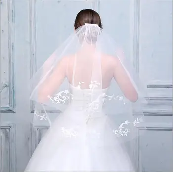 

Bridal Veil Lace Two Layers Appliques Lace Soft Wedding Veils Bridal Accessories TS278