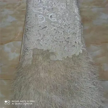 

Latest Style African Lace Fabric 2019 White Velvet Sequins Embroidery Lace Fabric Bridal Wedding French Mesh Lace Fabric