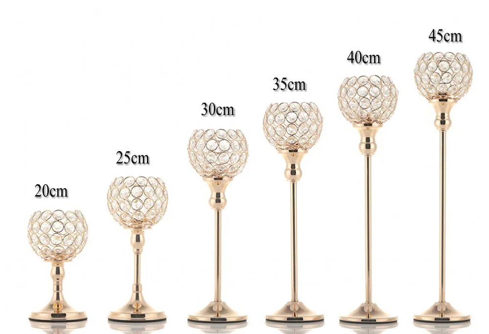 Crystal Tealight Candle Holders Metal Glass Candlesticks Wedding Table Centerpiece Party Christmas Halloween Home Decoration
