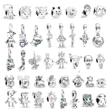

2Pcs/Lot Lovely Dinosaur Hedgehog Cartoon Animal Charms Beads fit Pandora Bracelets Necklace For Women DIY Jewelry Accessories