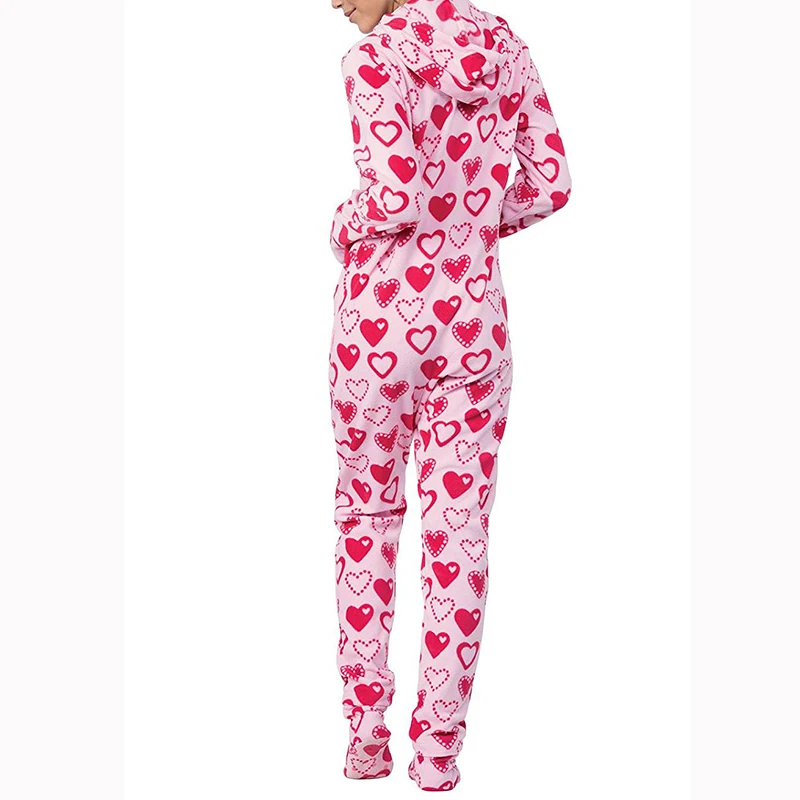 Autumn And Winter Coral Velvet Onesies Jumpsuit Pajama Casual Keep Warm Soft Pajamas Suit Cute Pink Love Homewear Nightwear