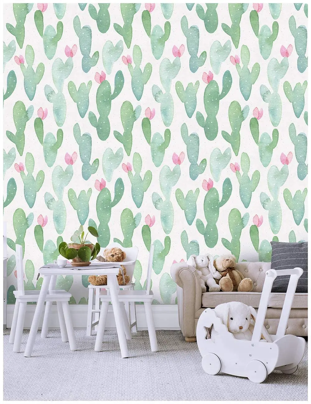 

LUCKYYJ Cactus Peel and Stick Wallpaper Removable Sticker for Lockers Green/Pink Vinyl Self Adhesive Decorative Contact Paper