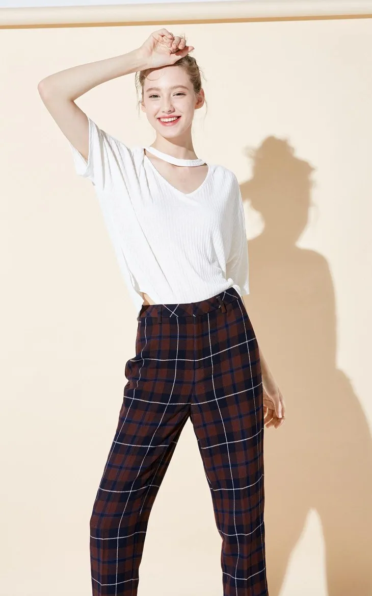 Vero Moda Новое поступление брюки женские Женские клетчатые широкие повседневные Капри | 31846J523
