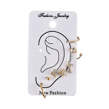 

New Earrings For Women Punk Cross Combination Earnail Earclip Combination Suit Personality Trend Ear Cuff Clip On Earrings