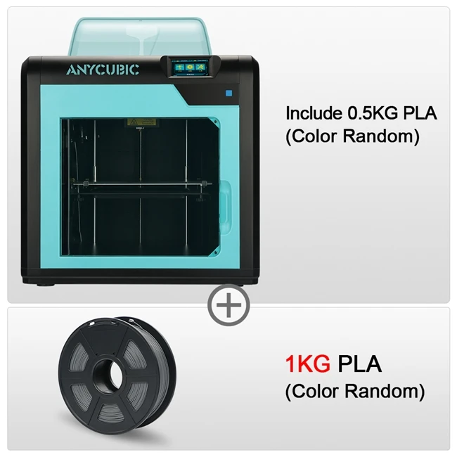 BK 4Max Pro add 1KG ANYCUBIC 4Max Pro 3d принтер закрытый печатное пространство 3d принтер комплект большой объем сборки ultracase Нити Экструдер FDM 3D-принтер - Цвет: BK 4Max Pro add 1KG
