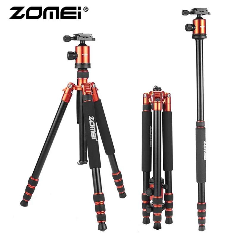ZOMEI Z818 штатив для камеры, монопод, легкий дорожный штатив с шаровой головкой 360 градусов и сумкой для переноски DSLR Stand - Цвет: Z818 Orange