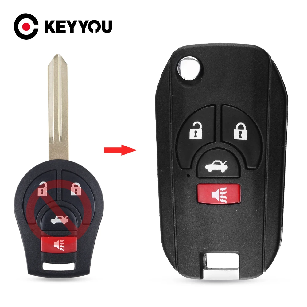 Новинка 4 кнопки пульт дистанционного управления KEYYOU раскладной чехол для ключа