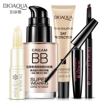 

5Pcs/Lot BIOAQUA Bright Lip Balm BBCream Eyebrow Pencil Mascara Cream Makeup Set