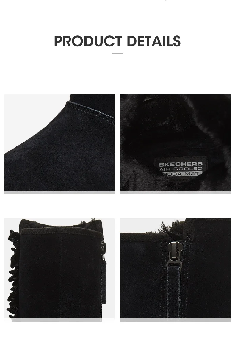 Skechers/женские зимние ботинки; коллекция года; теплые зимние ботинки до середины икры из плюша; удобные повседневные ботинки из хлопка; Botas Mujer; 15525-BLK
