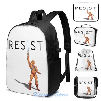 

Funny Graphic print He-Man says "RESIST" USB Charge Backpack men School bags Women bag Travel laptop bag