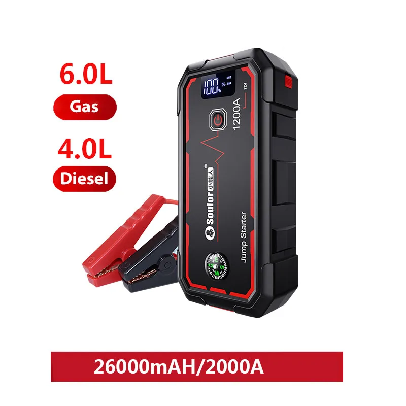 Soulor Car Jump Starter 38000mAh/26000mah Power Bank Portable Car Battery Booster Charger 12V Auto Starter Starting Device everstart jump starter Jump Starters