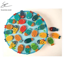 Деревянные модели рыб 26 шт., игрушки для детей, для раннего обучения, рыболовная игра, магнитная игра для рыбалки, Развивающие детские напольные игры, подарок