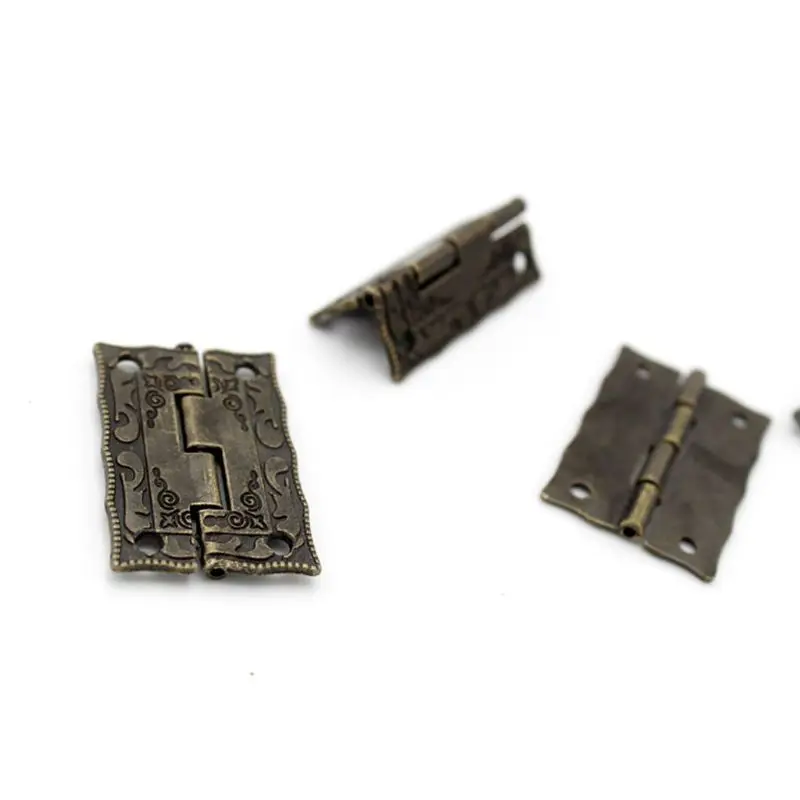 10Pc 36x23mm Antique Bronze Hinge Wooden Furniture Jewelry Box Cupboard Hardware