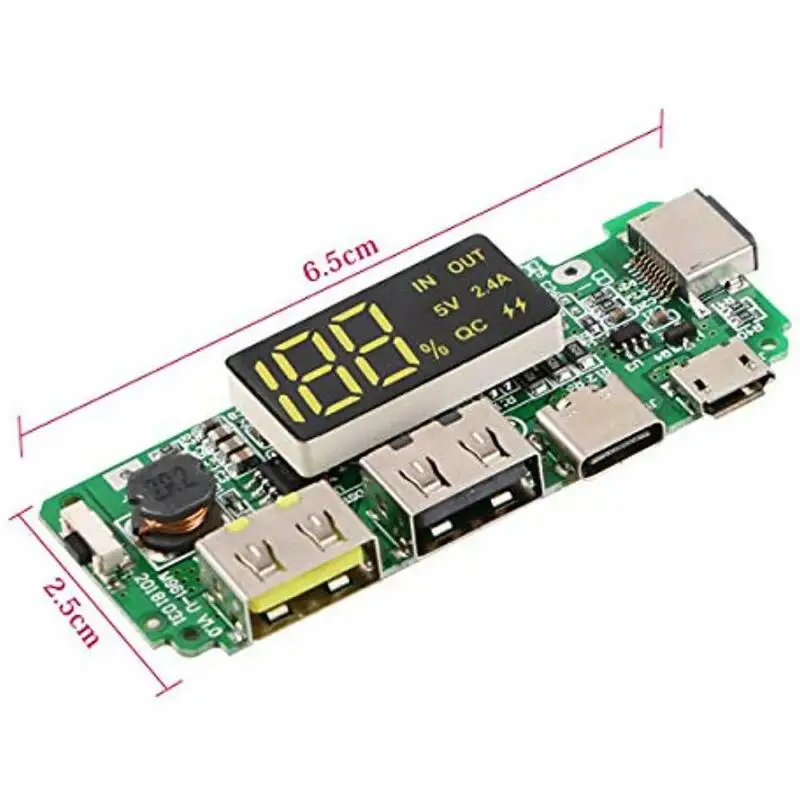4 шт. 186 50 зарядная плата с двумя разъемами USB, 5 В, 2.4A мобильный Мощность банка модуль 58238471071