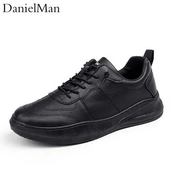 

DanielMan Men Classics Style White Outdoor Skateboarding Shoes Walking Jogging Sneakers PU Leather Lace Up Athletic Shoes 227