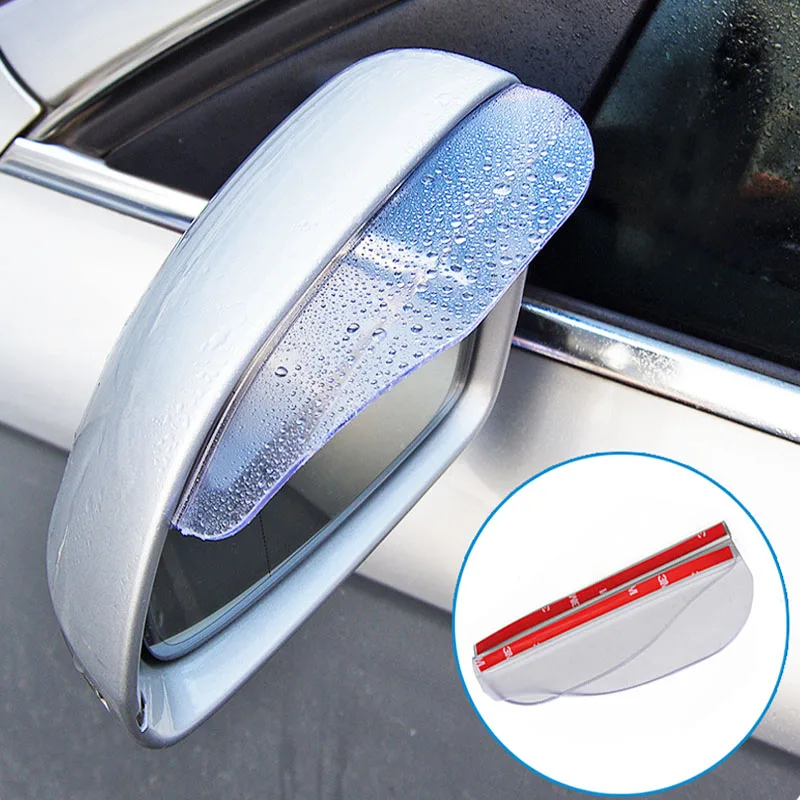 

2pcs/pair Car Rain Shield Flexible Rubber Car Rearview Mirror Rain Shade Shower Blocker Cover Sun Visor Shade Car Accessories