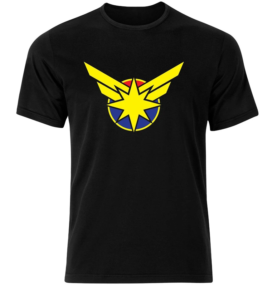 Марвел Капитан мультфильм логотип черная футболка доступны M L Xl для занятий