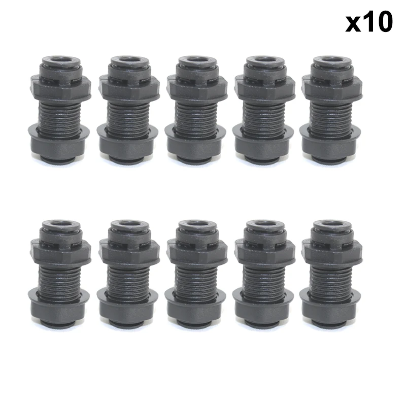 10pcs NuoNuoWell 1/4 ''диаметр трубы черные разъемы на перегородке рептилия аквариум спрей Трубное соединение воды при помощи обратного осмоса прямой переходник с быстрым разъемом - Цвет: 10pcs
