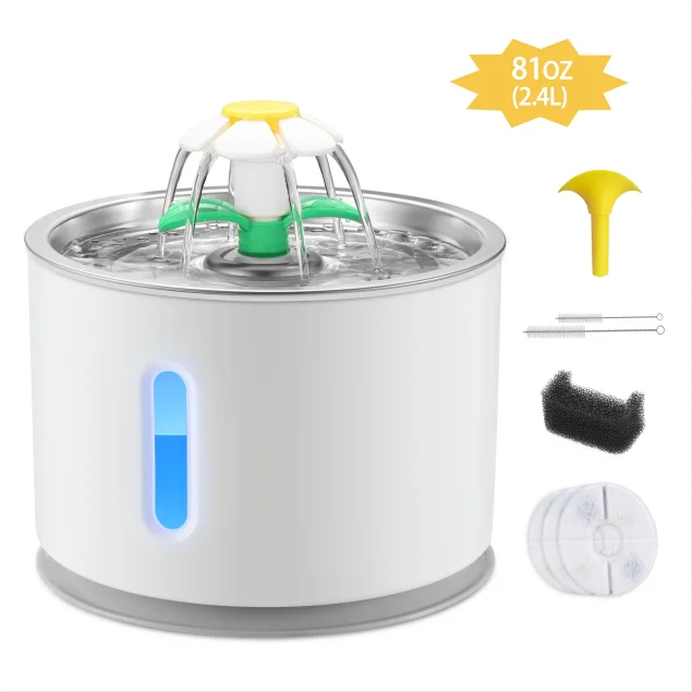 Automatic Cat Water Fountain Pet Dog Drinking Bowl With Infrared Motion Sensor Water Dispenser Feeder LED Lighting Power Adapter