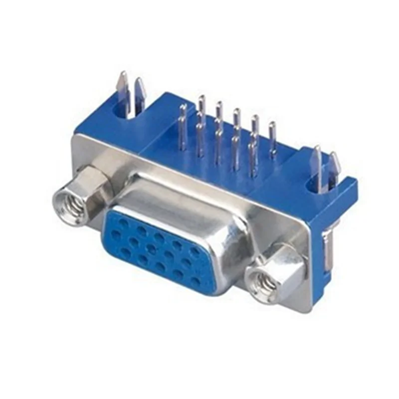 VGA 어댑터 소켓, 블루 병렬 포트, 15 핀, D 서브, 15 웨이 PCB, 90 도 암 커넥터, DB15, DR15, 3 행, 10PCs/로트
