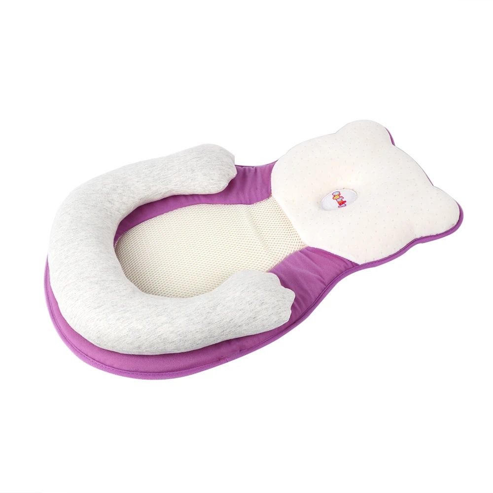 Портативная детская кровать стереотип детская головная подушка безопасности кроватка дорожная Колыбель Подушка детская люлька бампер декор комнаты - Цвет: Фиолетовый