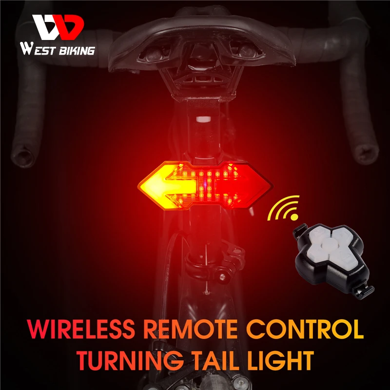 

WEST BIKING Wireless Remote Turn Signal Bicycle Light MTB Directional LED Bike Taillight USB Rechargeable Cycling Rear Light