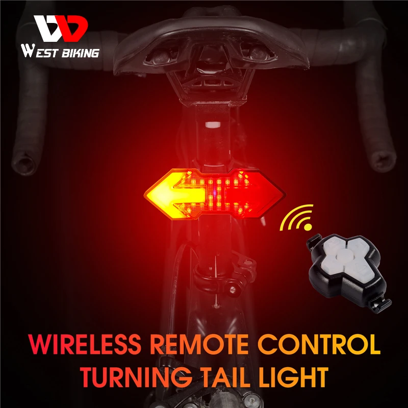 LED Fahrrad Rücklicht Bremslicht Blinker mit Remote Fernbedienung Kabellos USB 
