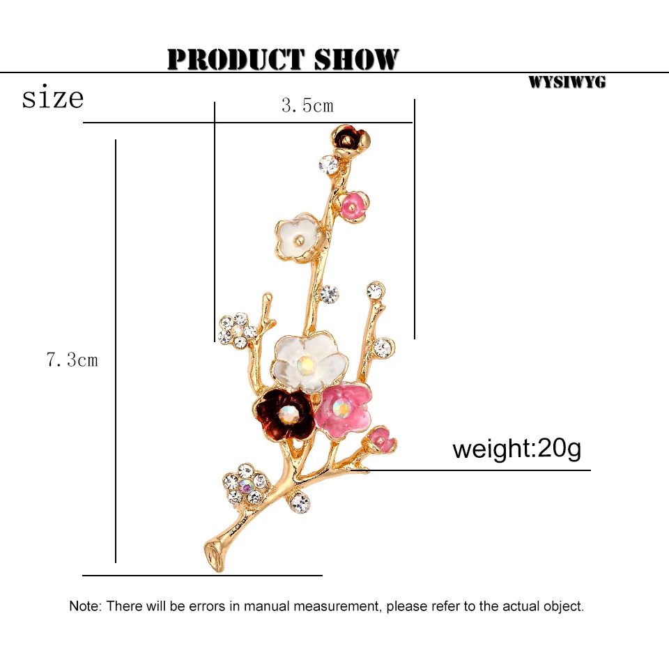 Новые Романтические Броши с цветком сливы для женщин золотистый эмалевый цветок