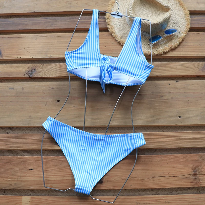 Riseado Striped Bikinis Set Push Up Swimwear Women Strap Swimsuits Sexy biquini Padded Bathing Suits 2020 Summer Beachwear