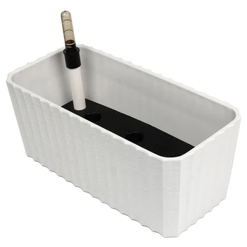 

2PCS Self Watering Window Box Plastic Planter with Water Level Indicator Set Modern Decorative Plant Pot