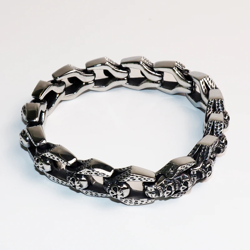 Новое поступление, Европейский хип-хоп браслет, блестящая Пряжка из нержавеющей стали, кубинская цепочка, серебряный цвет, мужской браслет, ювелирные аксессуары VB798