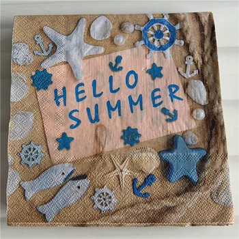 

Decoupage paper napkins elegant tissue vintage towel Compass Anchor sea star fish birthday wedding party home beautiful decor 20