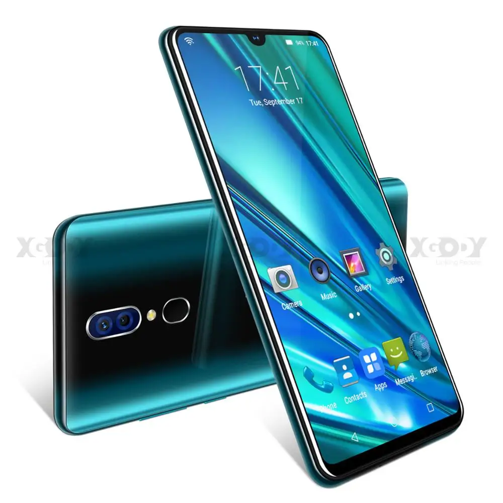 Gradient Green XGODY 9T Pro 3G Smartphone 6.26" 18:9 Android 9.0 2GB RAM 16GB ROM MTK6580 Quad Core Dual Sim 5MP Camera GPS WiFi Mobile Phone - Color: Gradient Green