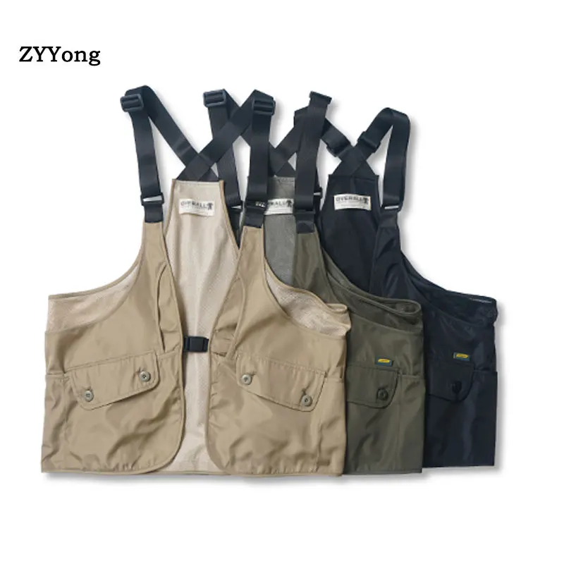 

New Men Retro Fashion Streetwear Hip Hop Vest Coat Male Female Japan Korea Style Loose Function Waistcoat Sleeveless Jacket 2020