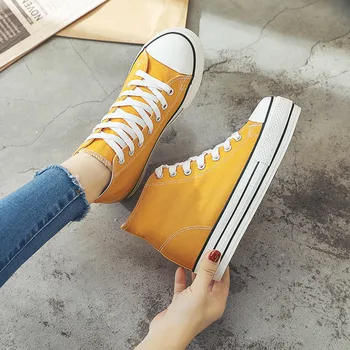

Womens Sneaker Wedge High Top Trainers White Shoes Woman Sneakers Casual Ladies Platform Denim Canvas Shoes Zapatillas Blancas