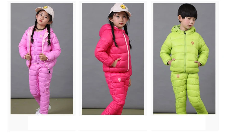 New winter Ultra light children's cotton Down jacket for boys girls Thickened Baby Cotton Clothes 3pcs Suit