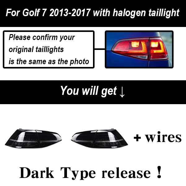 Автомобильный Стайлинг задний фонарь для VW Golf 7 задний фонарь 2013- Golf 7,5 Golf7 задний стоп светодиодный DRL дым цвет обратный авто аксессуары - Цвет: For Golf 7 Halogen s
