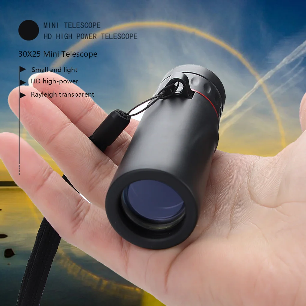 Outdoor Hiking Telescope 30x25 HD Mini Portable Focusing Telescope Optical Single Tube Binoculars With Integrated Handle Strap