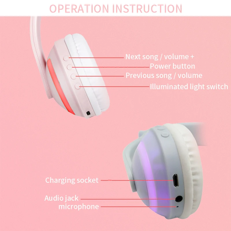 Bluetooth светящиеся наушники с кошачьими ушками цветная светодиодная подсветильник