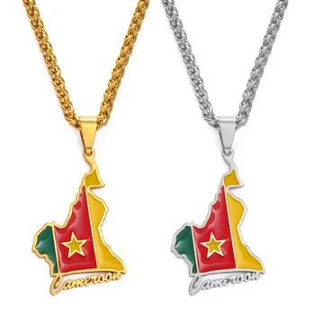 

Anniyo Cameroon Map Flag Pendant Necklaces Men Women Stainless Steel Jewelry Cameroun Country Maps Cameroonians Gifts #149721