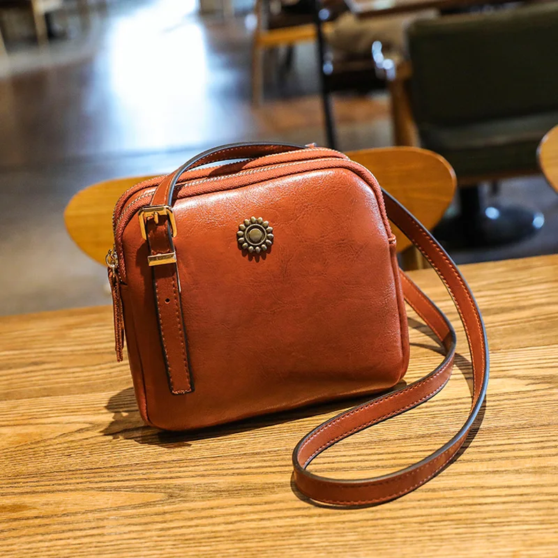 Vintage Style Shoulder Bag Simple Square Crossbody Bags For Women Compartment Handbags Designer Female Messenger Bags