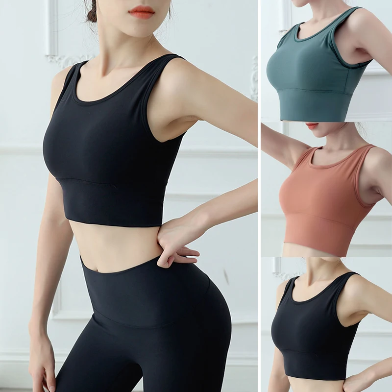Women Sports Bra Underwear Solid Color Vest Shockproof for Fitness