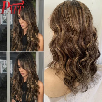 

PAFF Highlight Ombre Human Hair Wig PrePlucked With Baby Hair Deep Part 13X6 Fake Scalp Lace Front Wig Body Wave Remy 180Density