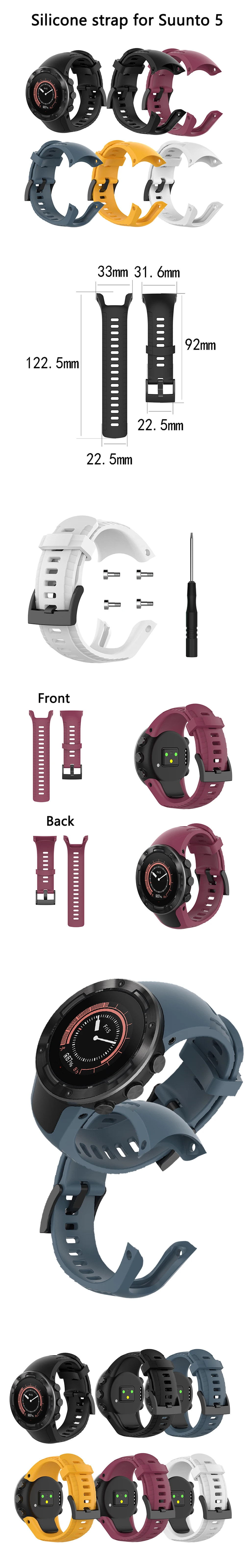 Браслет для Suunto 5 Смарт-часы аксессуары Открытый ремешок замена силиконовый браслет регулируемый