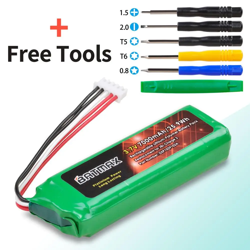 JBL 충전 3 용 고용량 배터리, 3.7V, 7000mAh, GSP1029102A 