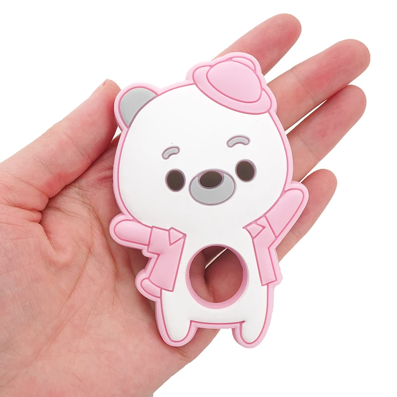 Chenkai 10 шт силиконовый танцующий Прорезыватель зубов "медведь" Детский мультфильм душ соска для DIY жевательное ожерелье мамы кулон уход за