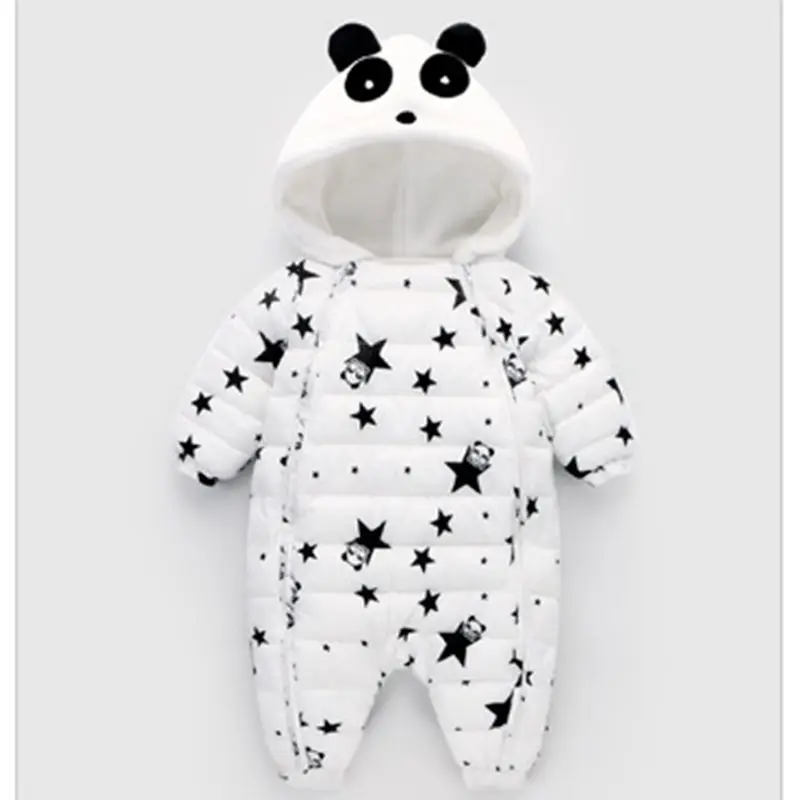 LOOZYKIT/зимние детские комбинезоны для новорожденных; фланелевый комбинезон для мальчиков и девочек; зимний комбинезон с пандой; комбинезоны со звездами; одежда из хлопка для младенцев