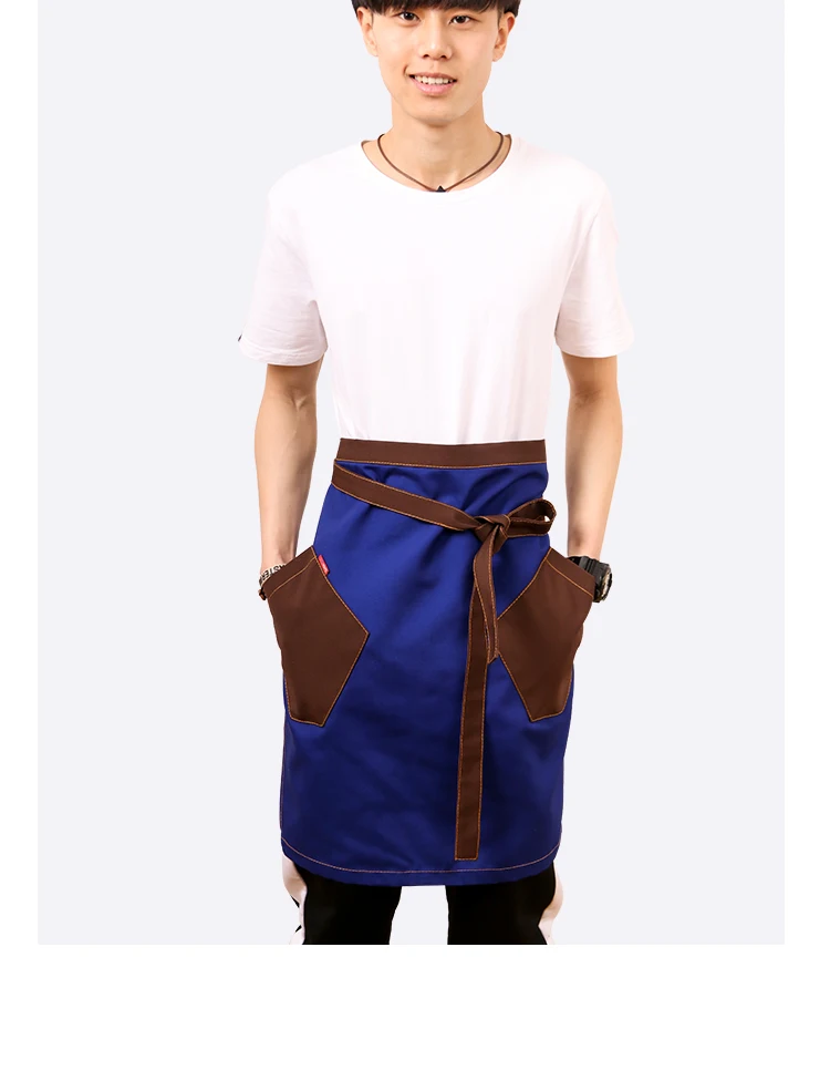 Fashion Korean canvas apron cotton restaurant kitchen coffee shop barber nail shop half-length overalls custom