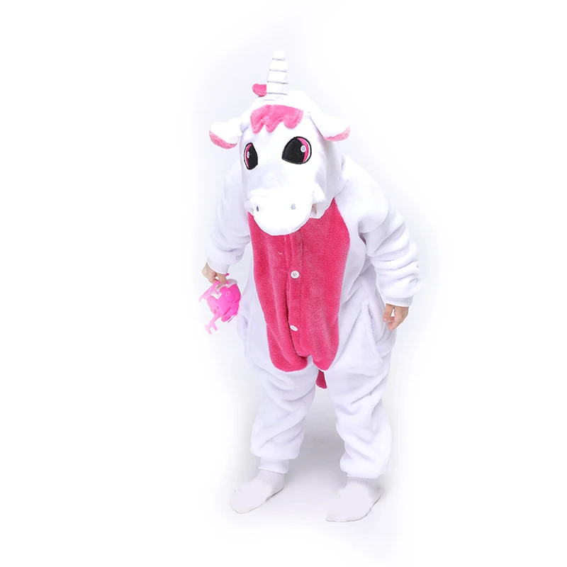 Unicorn Pink Детская ребенок кигуруми животное панда пижама единорога дети зима с капюшоном мультфильм стежка пижамы комбинезон пижама для девочки мальчика рождественские пижамы onesies кигуруми для детей - Цвет: Unicorn Pink